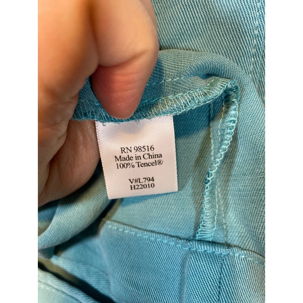 Coldwater Creek Womens Aqua Blue 100% Tencel Button Front Jacket Size M H22010 - Picture 5 of 11